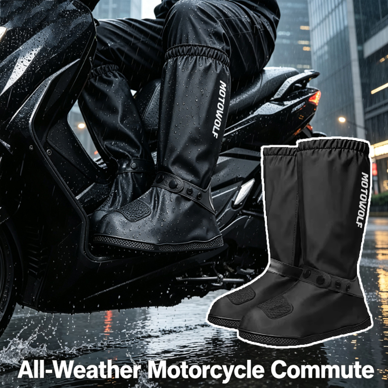 Cycling Commute In Rain - Cubrezapatos impermeables reutilizables para motocicleta, bicicleta,