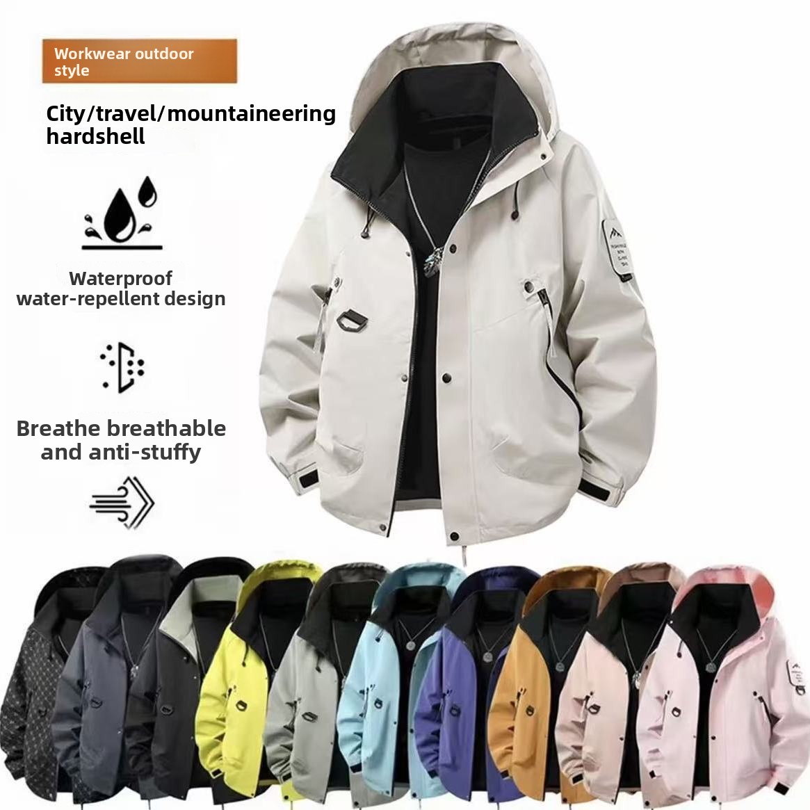 Cycling Rain Jacket Commute - Chaqueta Impermeable Unisex UPF50+ para Senderismo,