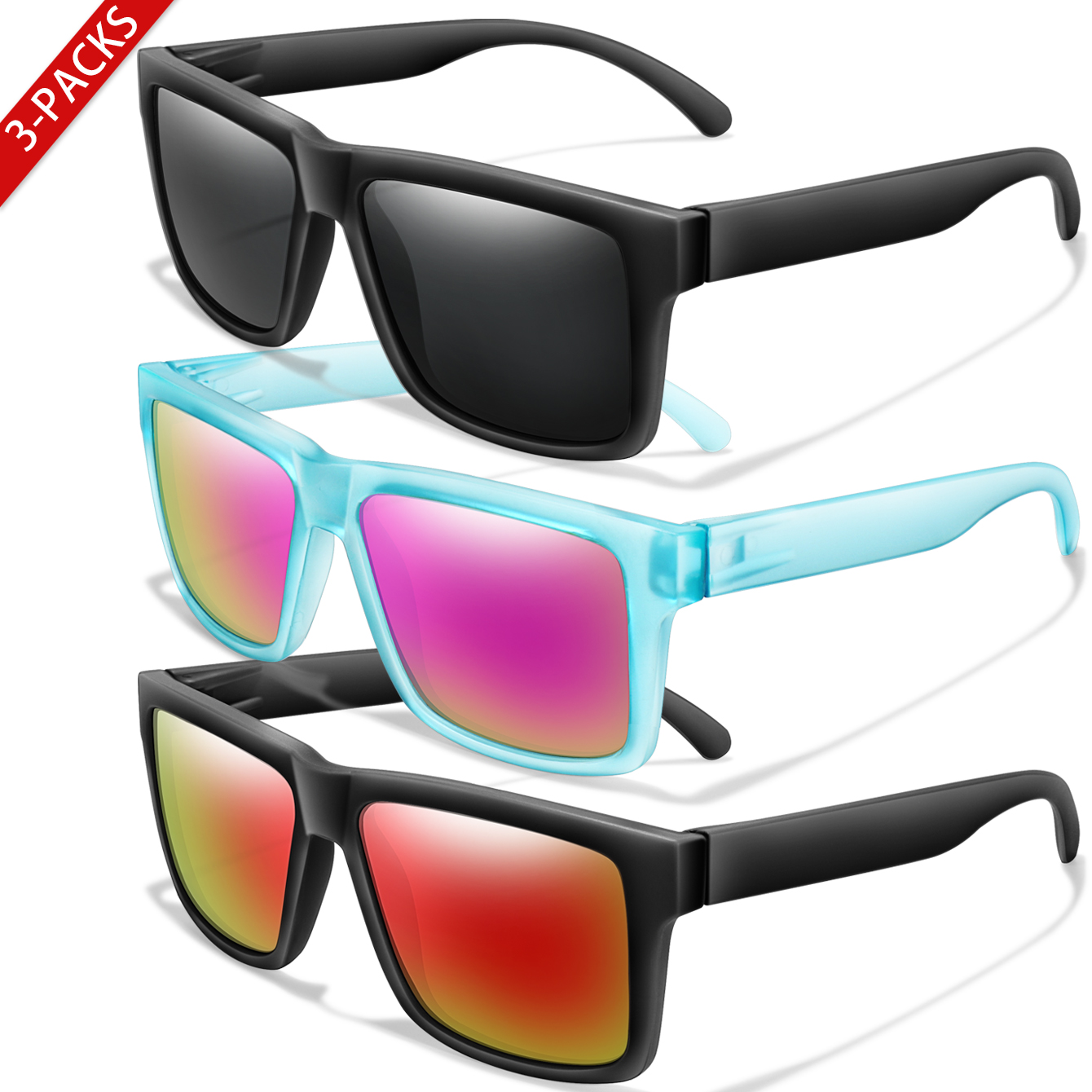 Cycling Zones - 3 gafas de sol polarizadas cuadradas